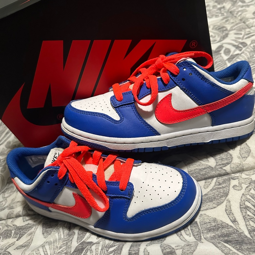 Nike Kids Blue and Red Sneakers Dunk Lows